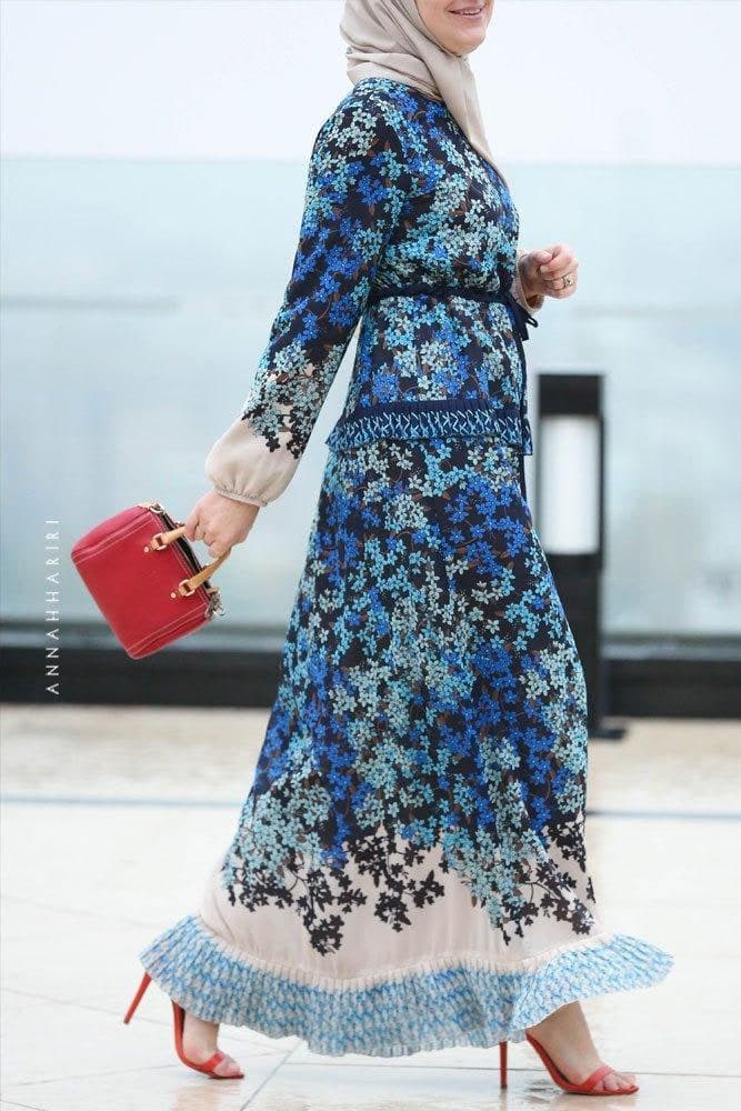 Sea of Flowers Dress in blue, view 3