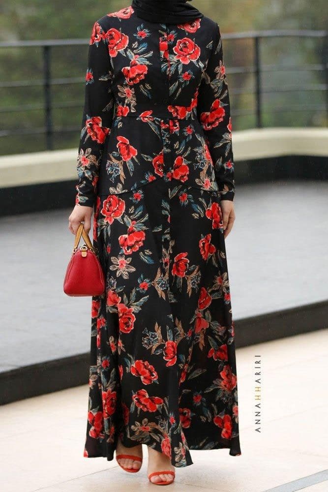 Garden Rose Dress in black, view 5