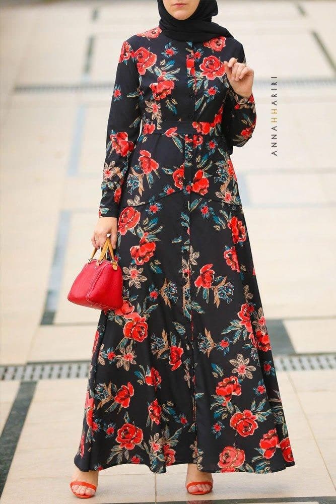 Garden Rose Dress in black, view 3