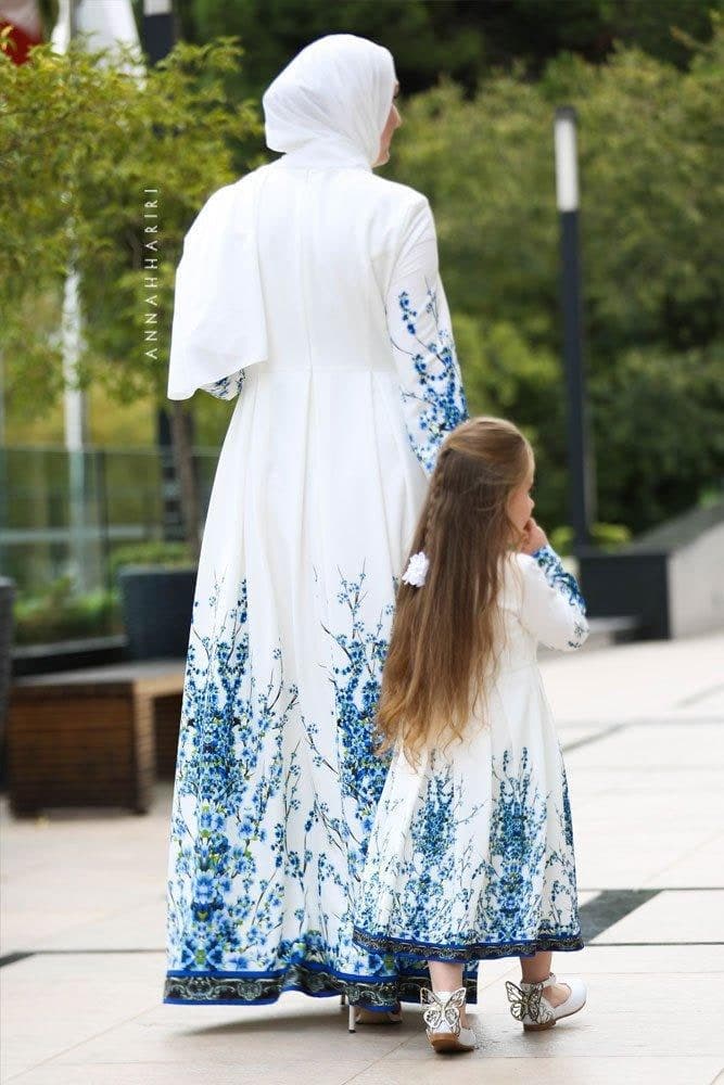 Little Gzhel Dress in white, view 7