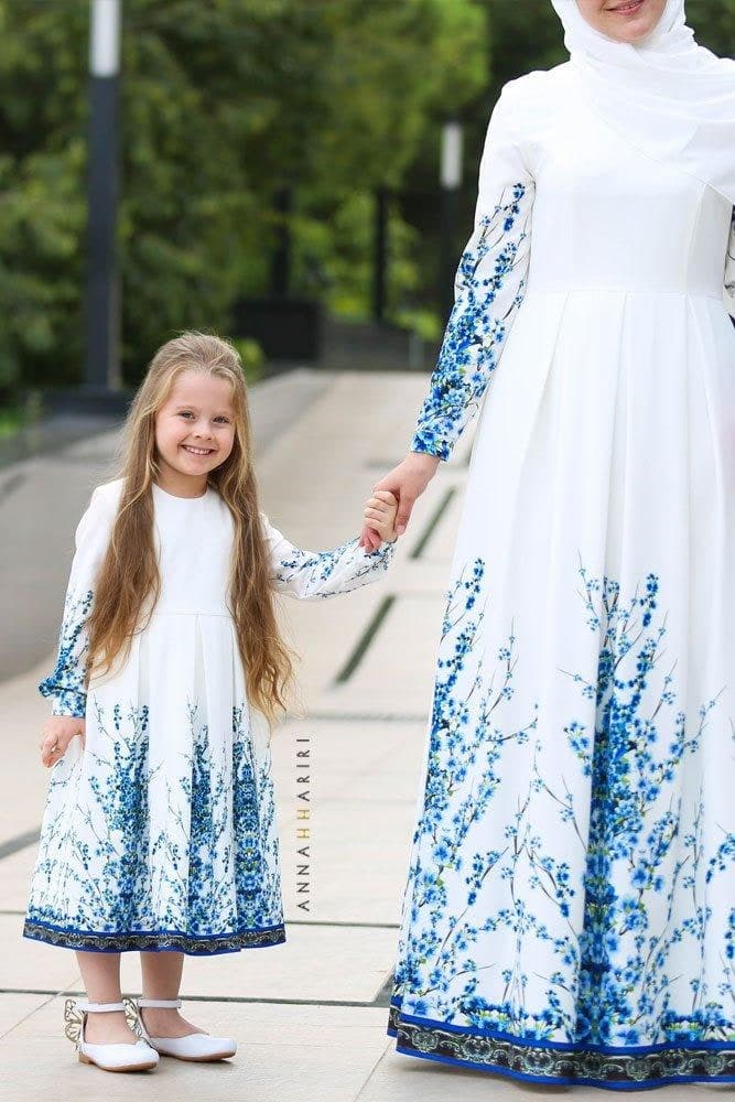 Little Gzhel Dress in white, view 6