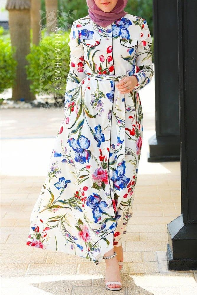 Jeddah Modest Shirt Dress in white, view 6