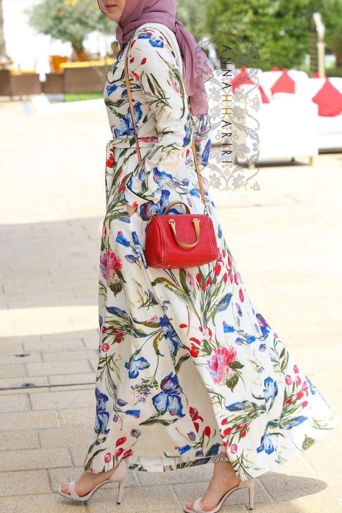 Jeddah Modest Shirt Dress in white, view 7