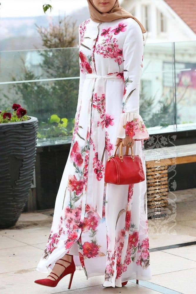 Ontarioo Modest Dress in white, view 3