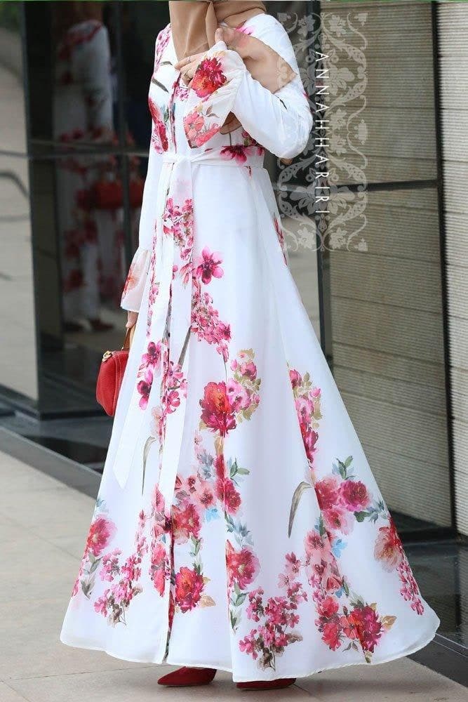Ontarioo Modest Dress in white, view 4