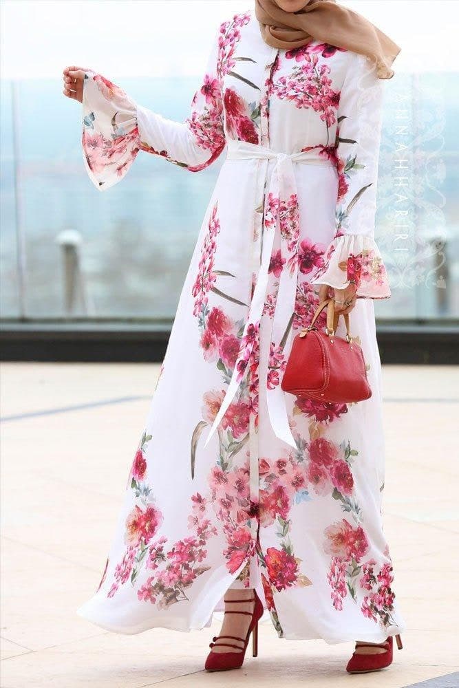 Ontarioo Modest Dress in white, view 10