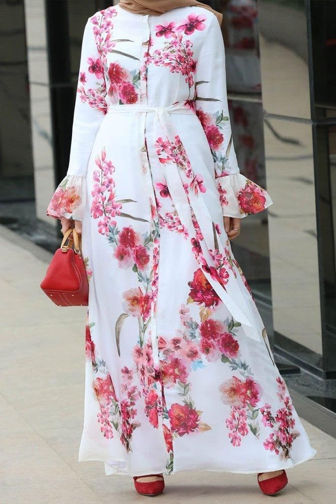 Ontarioo Modest Dress in white, view 8