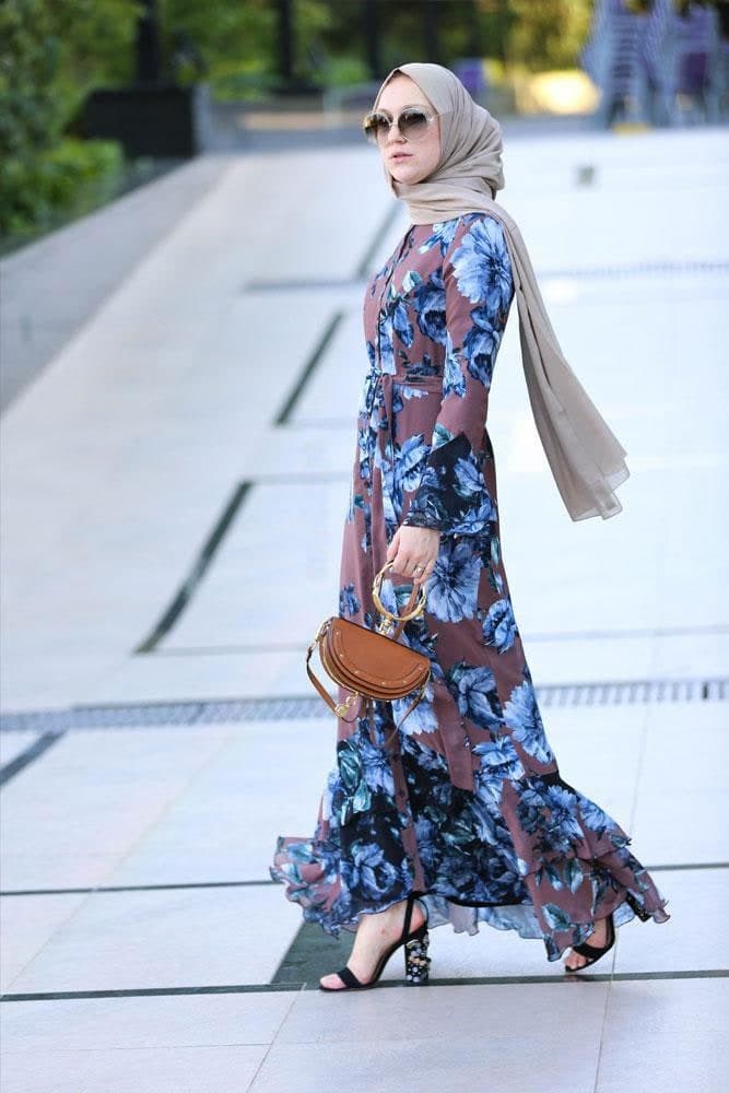 Ruba Modest Dress in brown, view 6