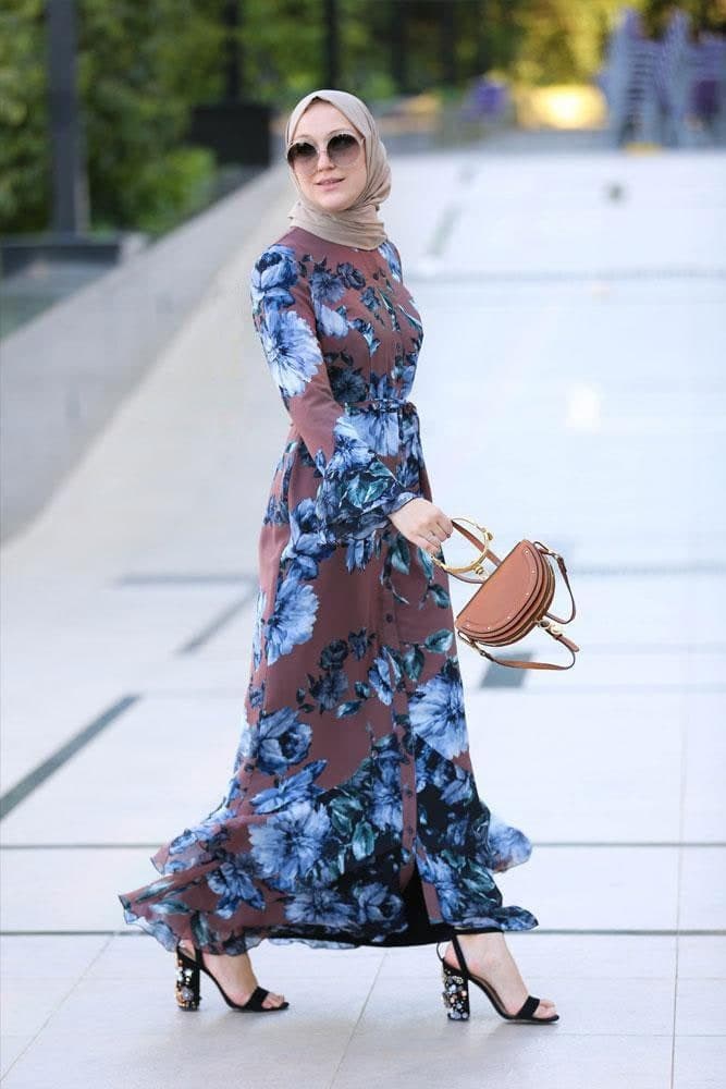 Ruba Modest Dress in brown, view 4