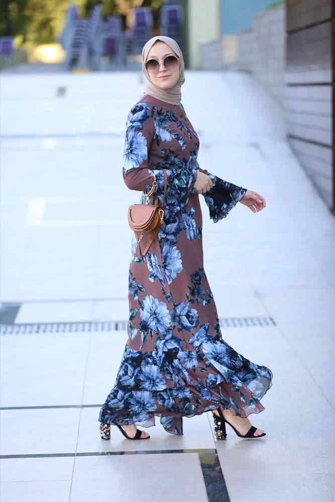 Ruba Modest Dress in brown, view 7