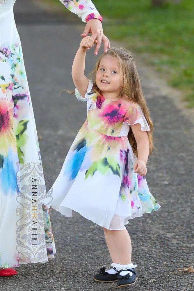 Little Silk Flower Dress in white, view 4