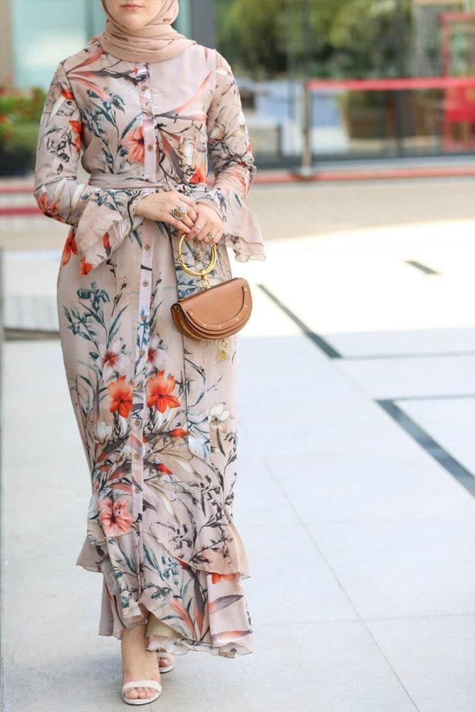 Nina Modest Dress in beige, view 3