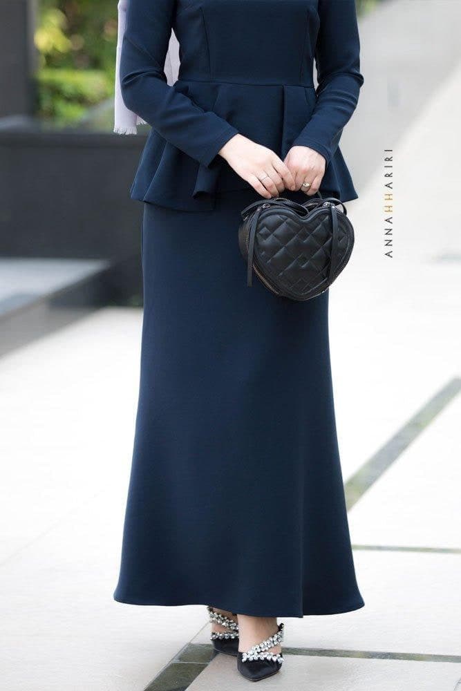 Peplum Modest Dress in blue, view 6