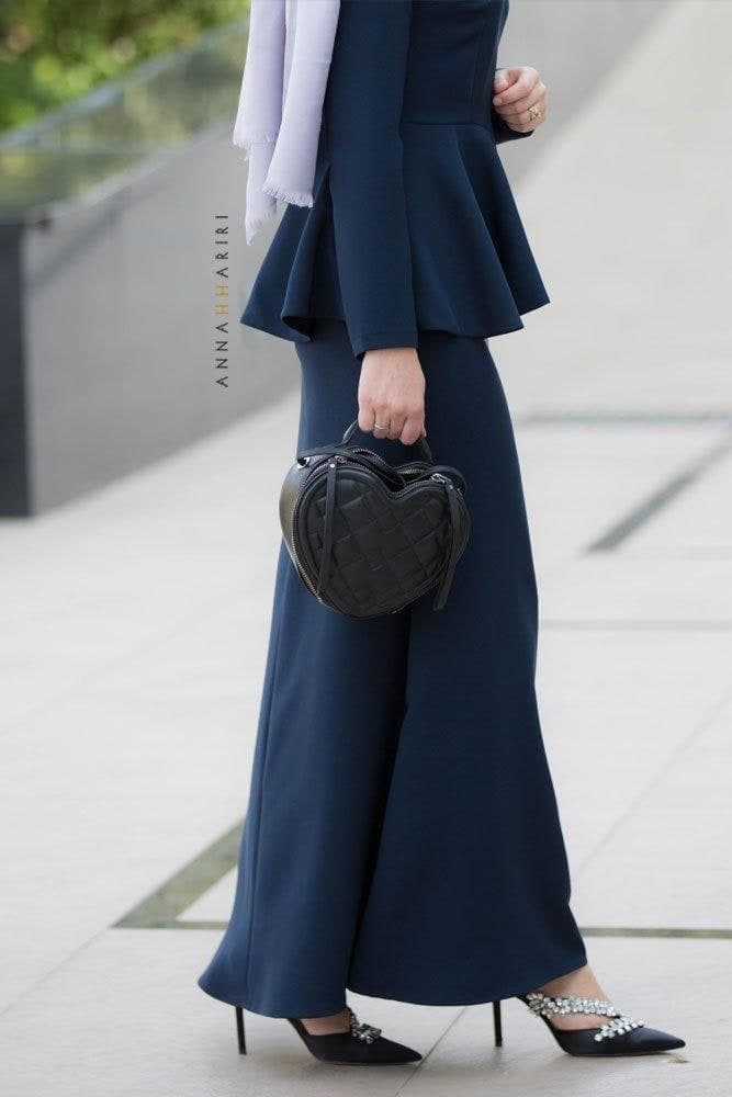 Peplum Modest Dress in blue, view 4