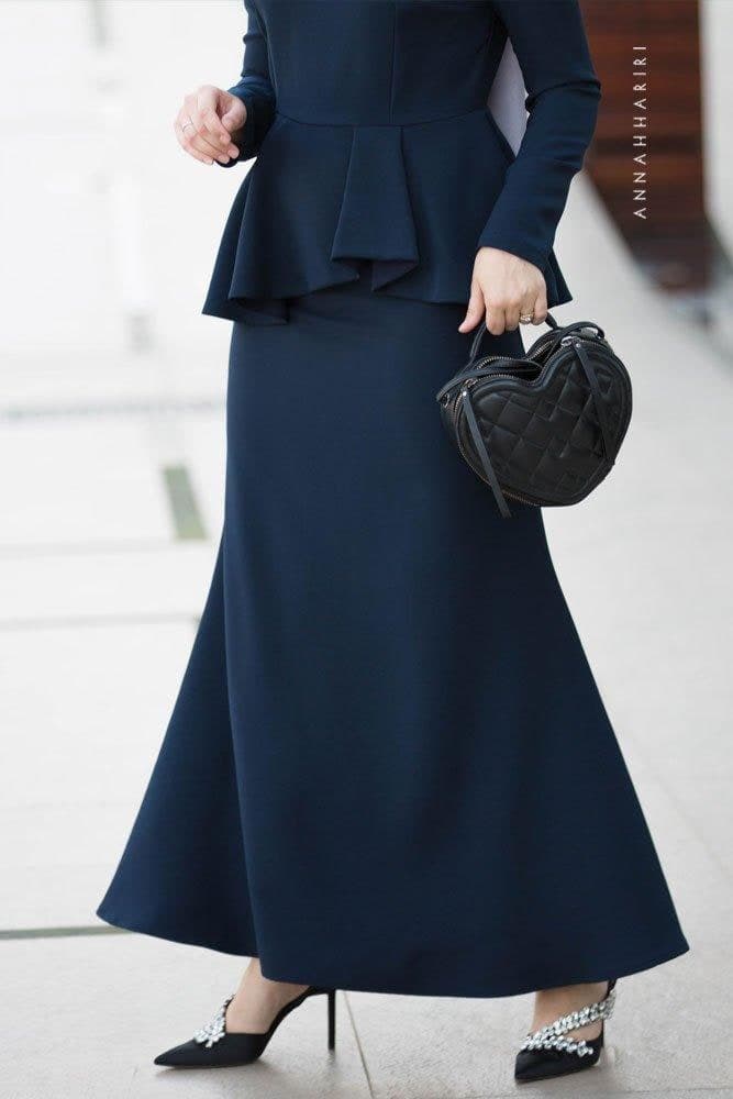 Peplum Modest Dress in blue, view 5