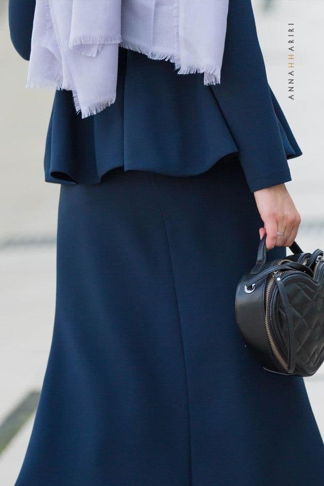 Peplum Modest Dress in blue, view 7
