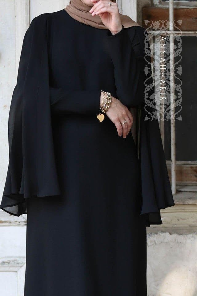 Cape Dress in Black, view 3