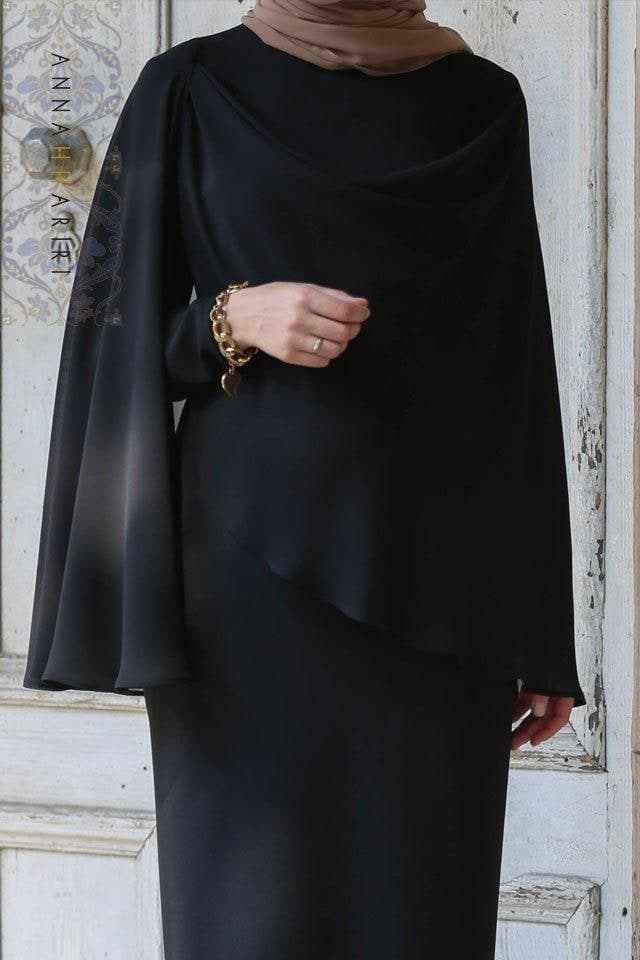 Cape Dress in Black, view 5