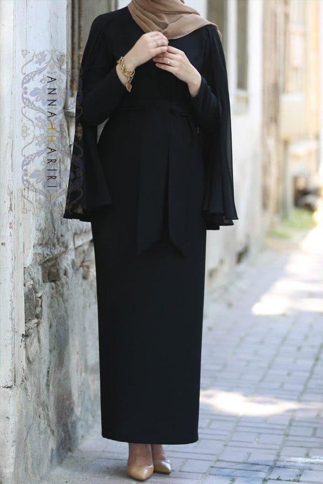 Cape Dress in Black, view 6