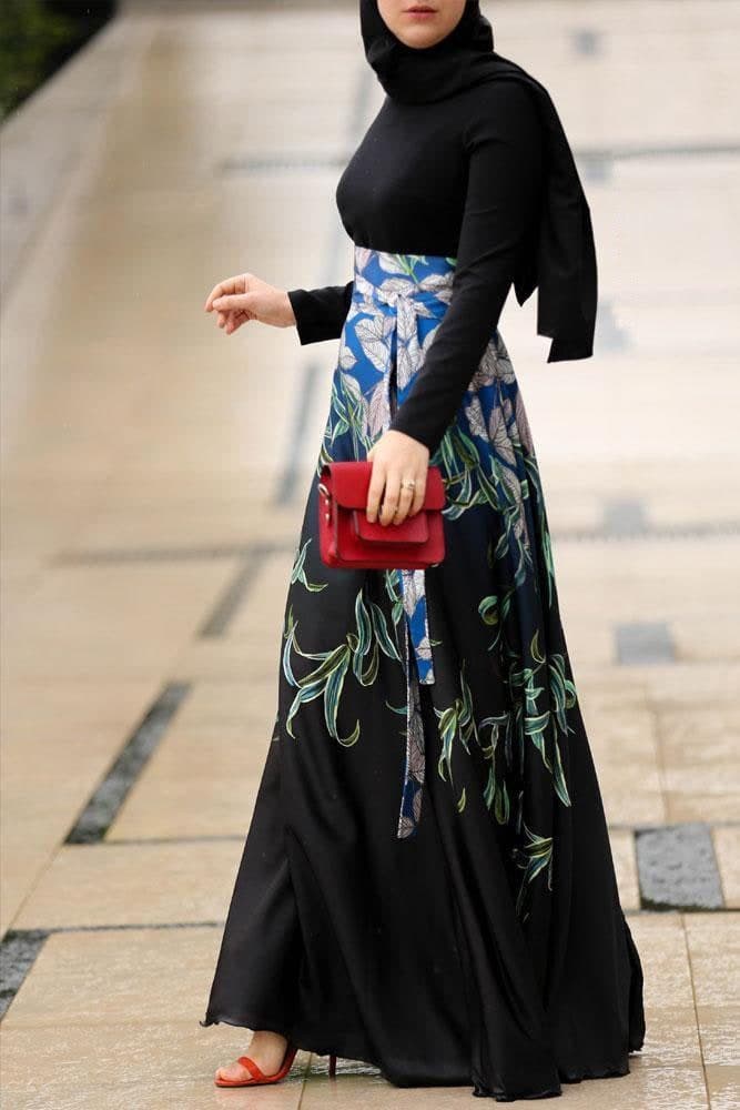 Mango Modest Dress in black, view 4