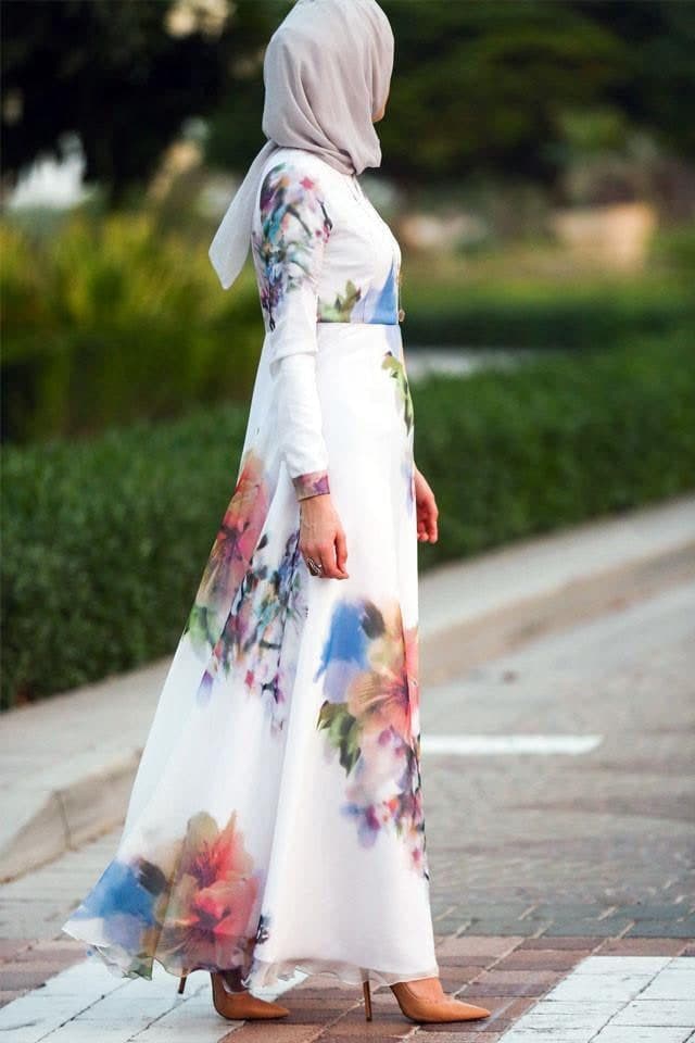 Silk Flower DRESS in white, view 4