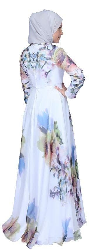 Silk Flower DRESS in white, view 5