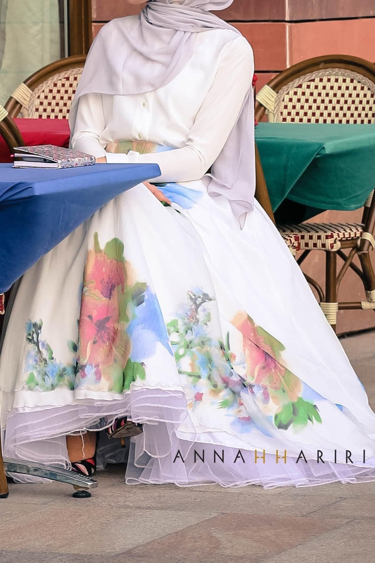 SILK FLOWER Skirt in white, view 3
