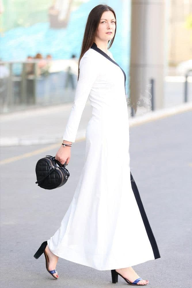 Black and White Contrast Abaya Dress - Styling Option