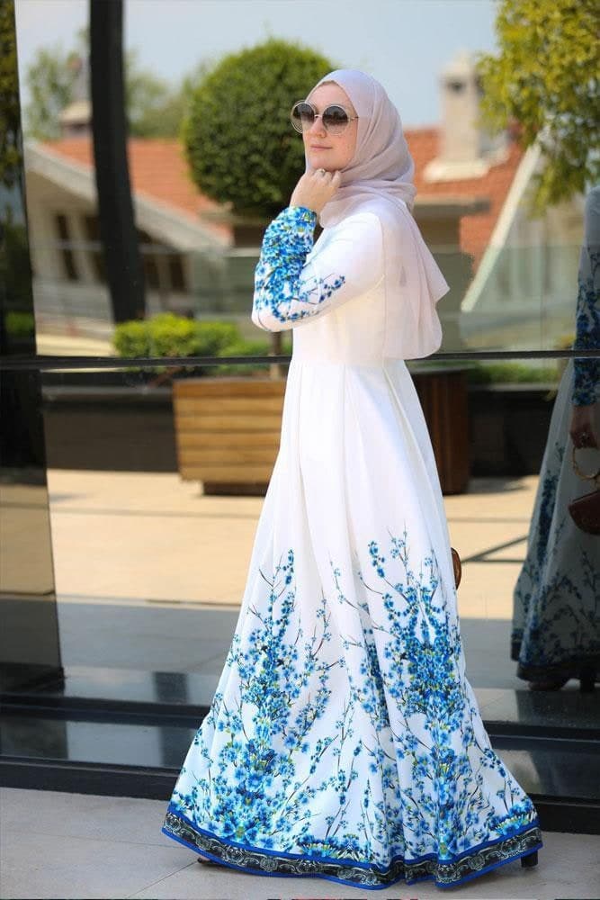 Gzhel Modest Dress in blue, view 4