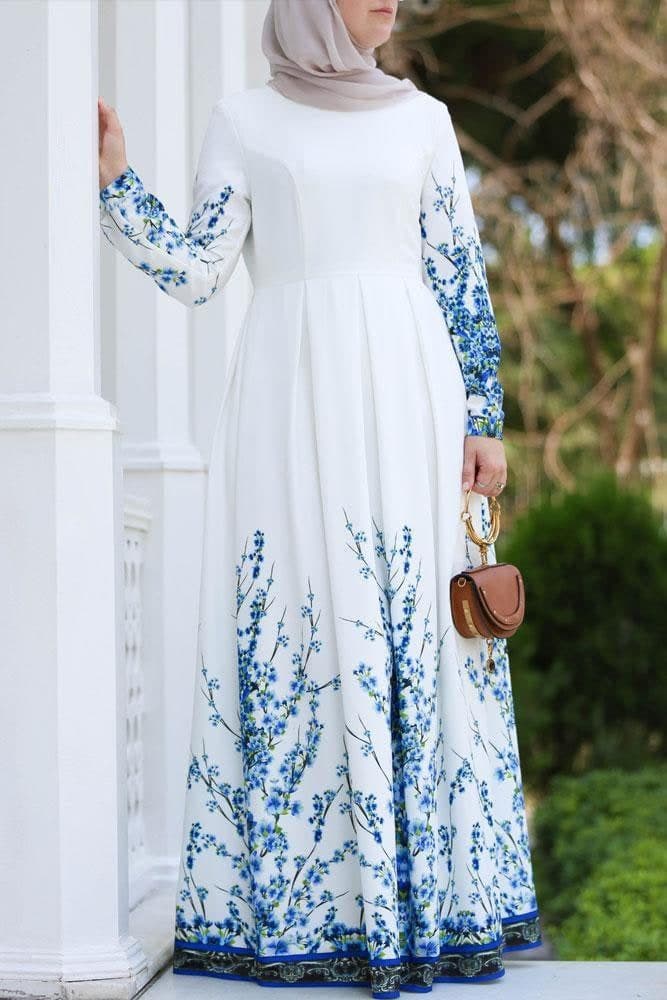 Gzhel Modest Dress in blue, view 6
