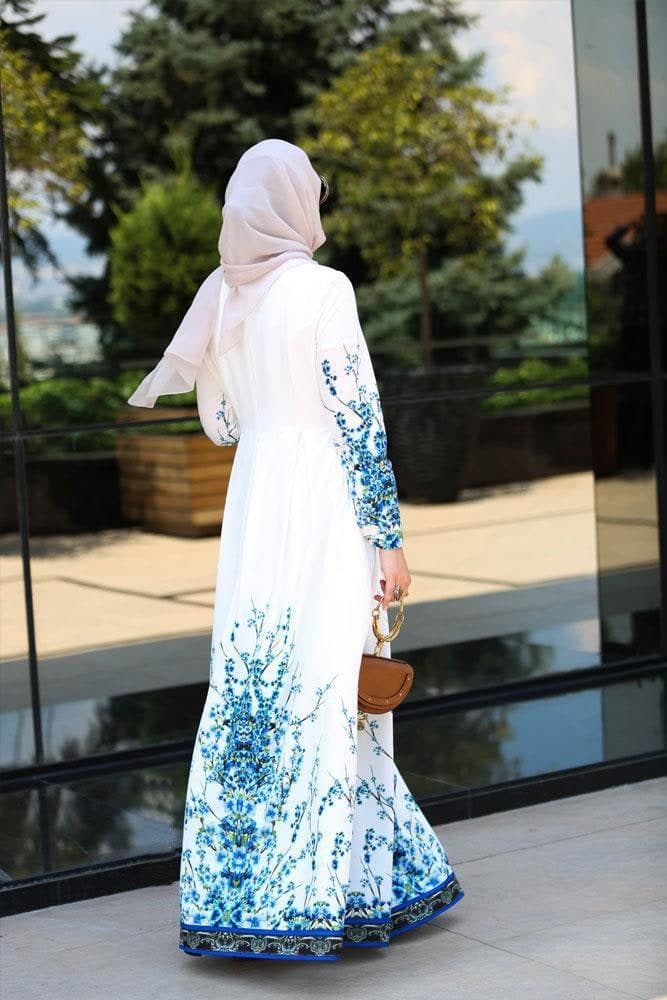 Gzhel Modest Dress in blue, view 3