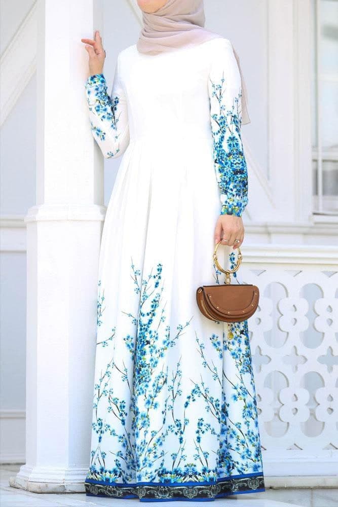 Gzhel Modest Dress in blue, view 5