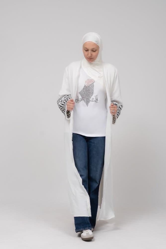 Rhinestone Pl41stine T-shirt with front small and back big map