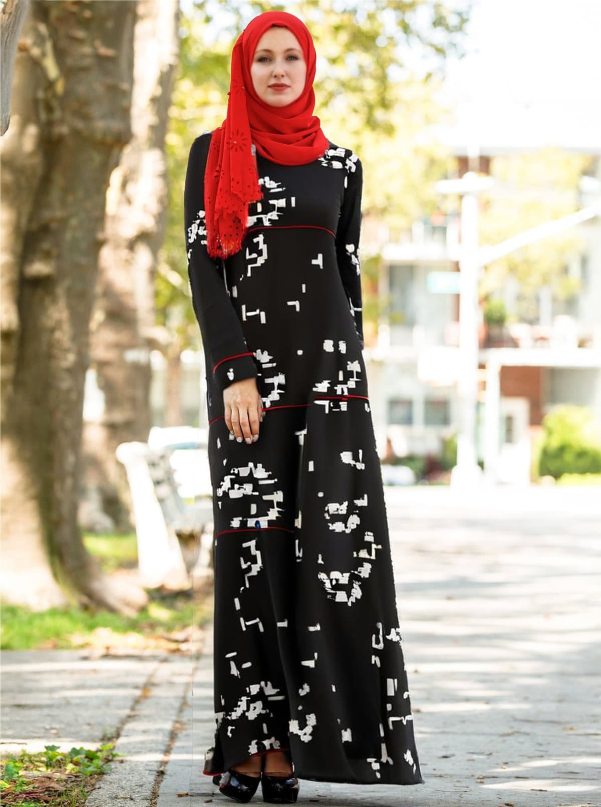 Tharwat Pixel Noir Modesty Dress