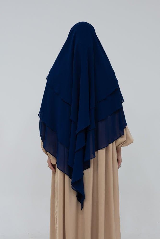 Munawara Navy three layer chiffon khimar hijab niqab