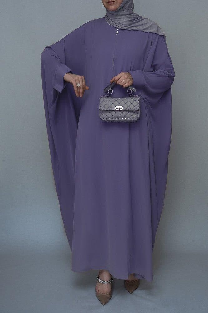 Dark Grey Batwing sleeve abaya for Hajj Umrah Prayer Dress For Women
