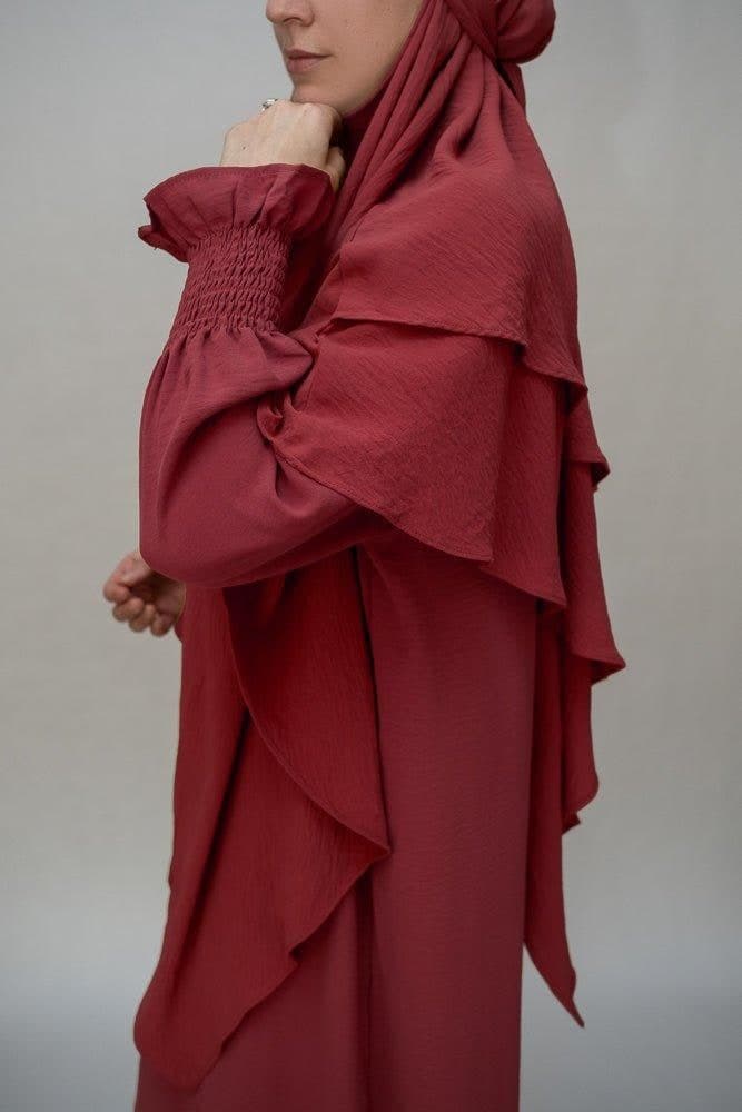 Maroon Two layer khimar niqab feature
