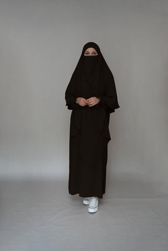 Classic Black Two layer khimar niqab feature