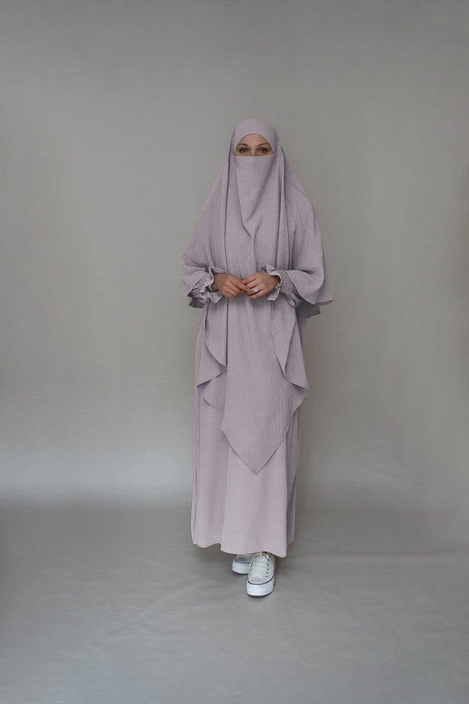 Light Gray Non-Wrinkle Prayer Gown Abaya Dress