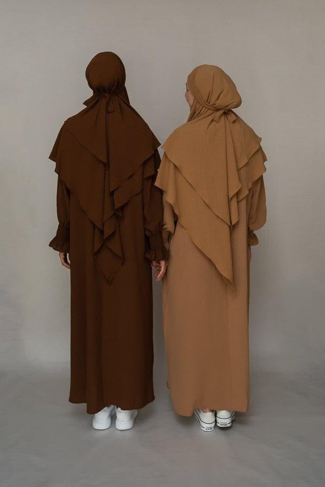 Two layer khimar in brown