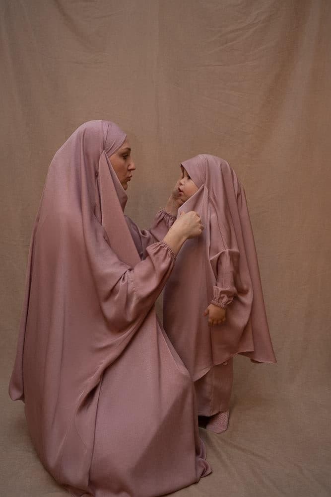 Coraal adult prayer gown from "Mommy and me prayer khimar collection" in light pink