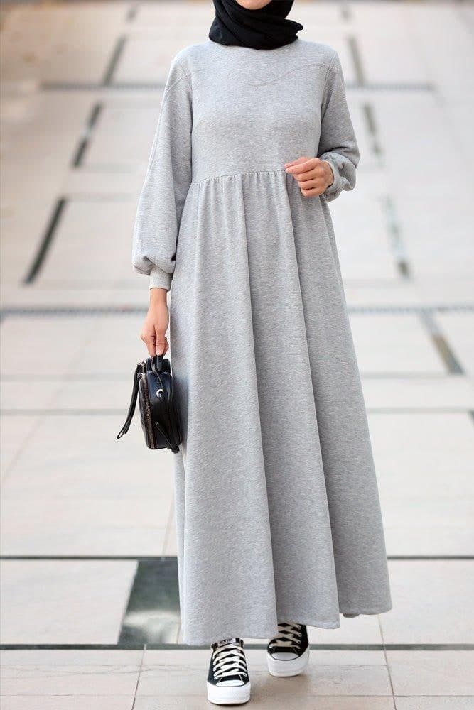 Dua high neck sweatshirt dress in grey