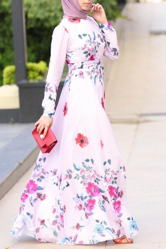 Shaimaa Chiffon Dress with Belt