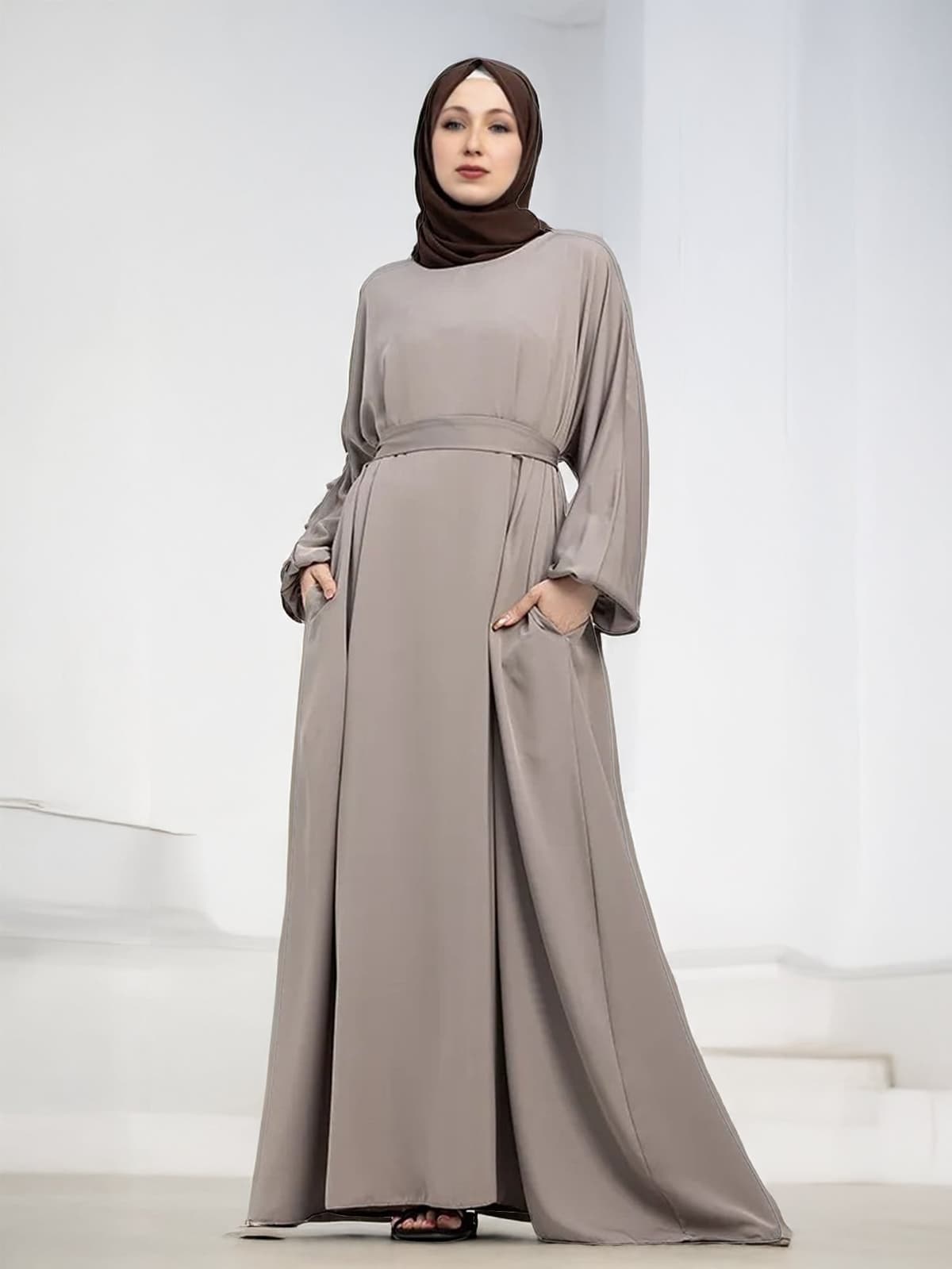 Elegance Essential Abaya with Belt and Pockets