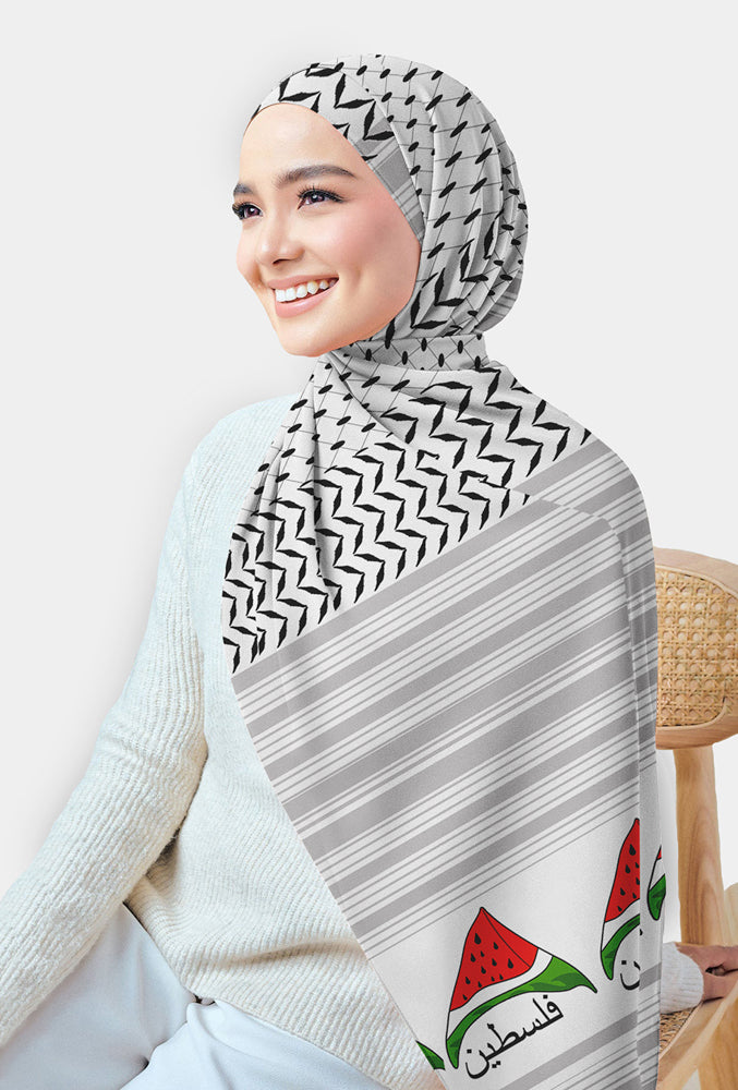 Bye Shoukran printed chiffon rectangular scarf