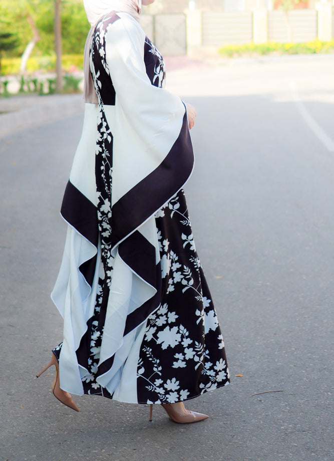 Anastasia contrast batwing kimono extra dramatic sleeves dress fully lined maxi length