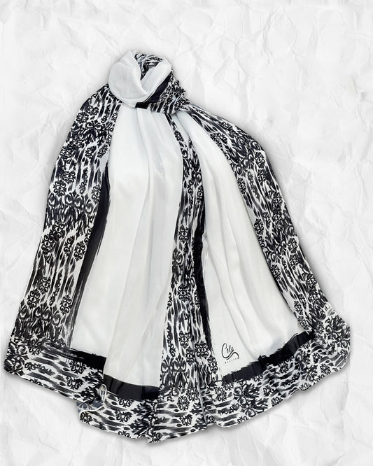 Contrast Border scarf design FM02 Chiffon rectangular printed hijab