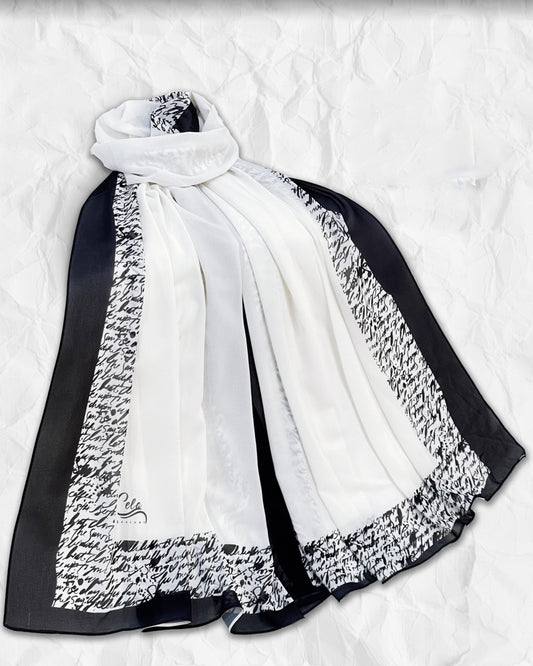 Contrast Border scarf design FM03 Chiffon rectangular printed hijab