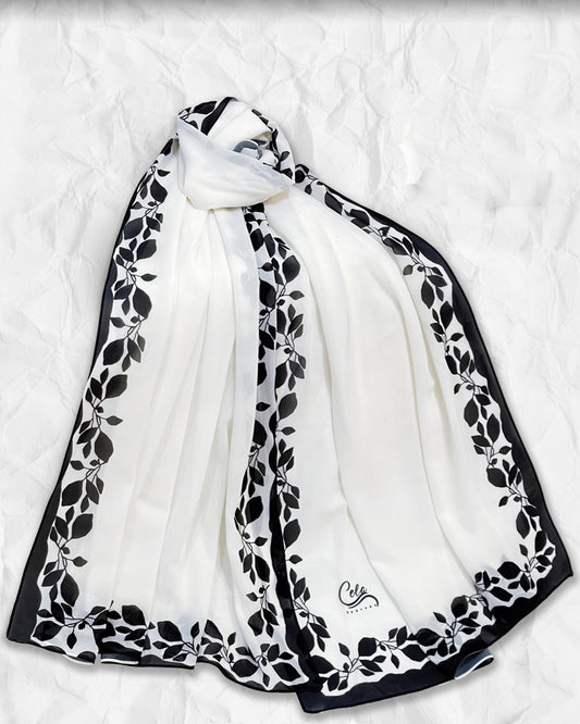 Contrast Border scarf design FM05 Chiffon rectangular printed hijab