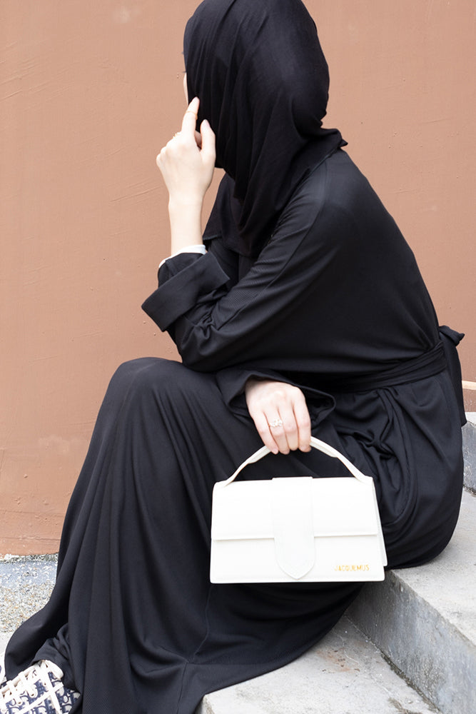 Oversized Everyday Abaya dress with pockets and cuffed sleeves in Black